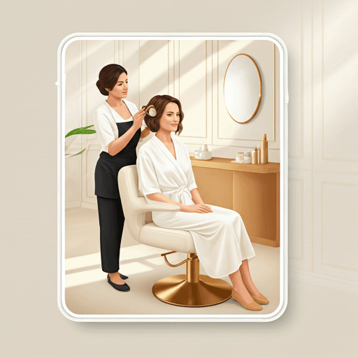 Woman receiving mobile hair styling