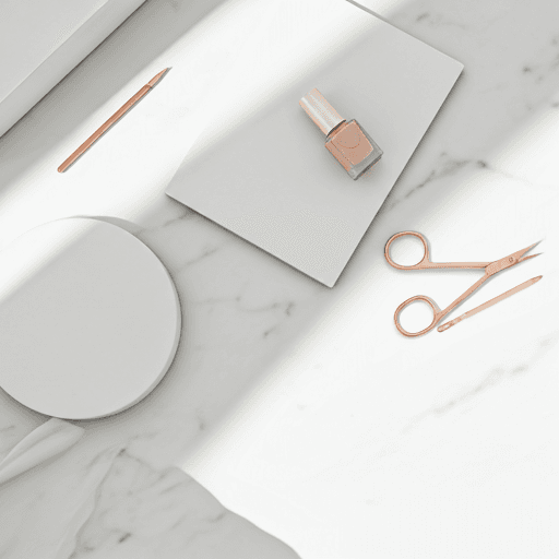 Manicure tools on marble